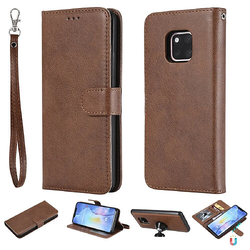 Wewoo Housse Coque Pour Huawei Mate 20 Pro Étui de protection à rabat horizontal de couleur unie avec support et fentes cartes et portefeuille et cadre photo et lanière marron