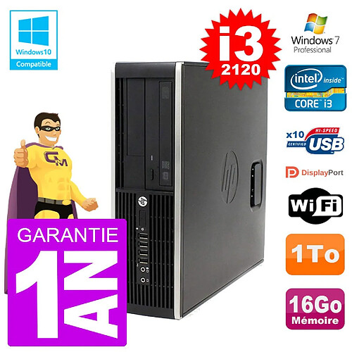 PC HP 6200 SFF Intel i3-2120 RAM 16Go Disque 1To Graveur DVD Wifi W7 · Occasion