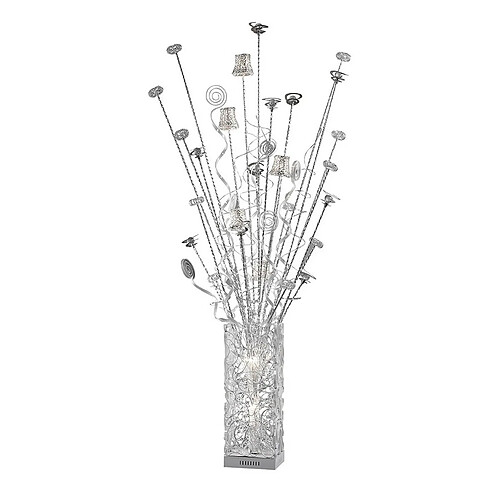 Inspired Koil Lampadaire 7 Lumières G4 Aluminium/Blanc/Cristal, NON Compatible LED/CFL