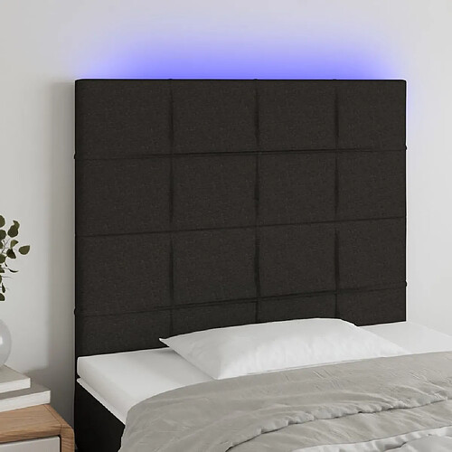 Maison Chic Tête de lit scandinave à LED,meuble de chambre Noir 100x5x118/128 cm Tissu -MN46936