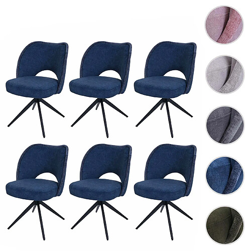 MENDLER Chaises HWC-N72 - Lot de 6 - Bleu