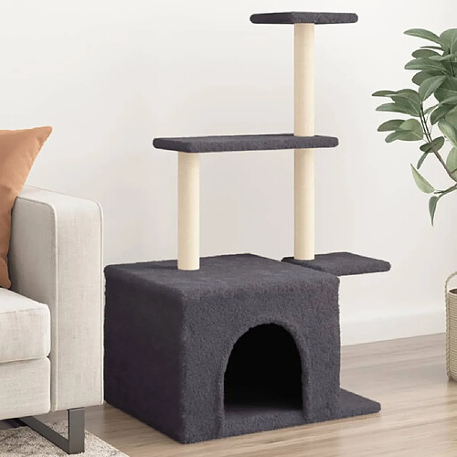 Arbre à chat avec griffoirs,niche pour chat en sisal gris foncé 110 cm -MN43949