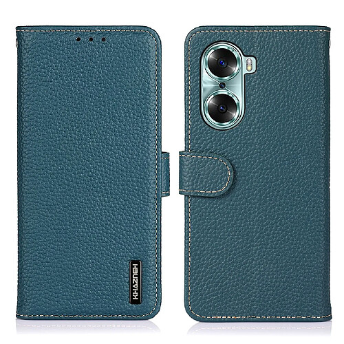 Etui en PU texture litchi, fermeture aimantée vert pour votre Honor 60