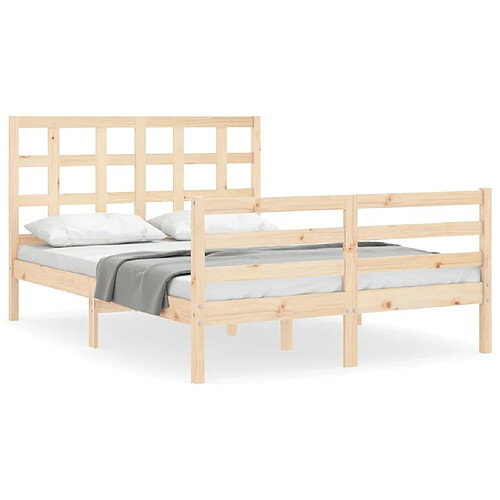 Maison Chic Cadre/structure de lit avec tête de lit pour adulte - Lit Moderne Chambre 140x190 cm bois massif -MN23262