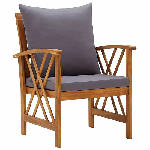 Maison Chic Lot de 2 Chaises de jardin,Fauteuil d'extérieur avec coussins Bois d'acacia massif -MN77803