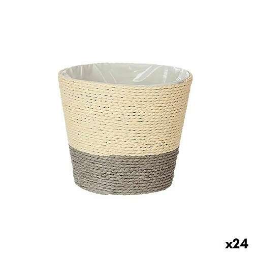 Ibergarden Cache-pot 15 x 15 x 14 cm Gris Naturel Corde Plastique (24 Unités)