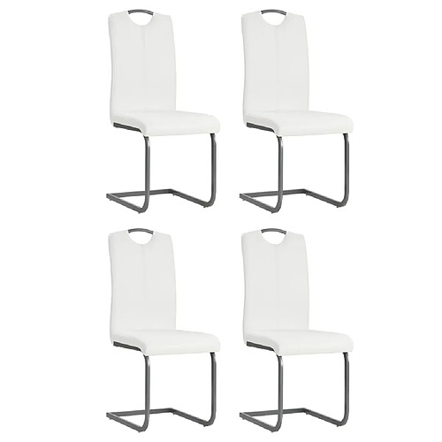 Decoshop26 Lot de 4 chaises de salle à manger cuisine cantilever design contemporain synthétique blanc CDS021346