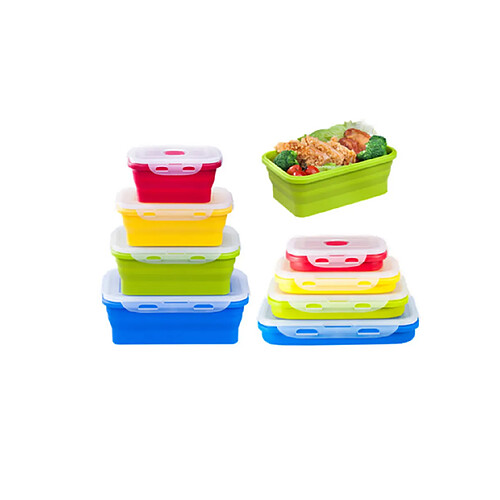 YP Select Boîte à lunch pliable en silicone avec couvercle pliable en silicone Ensemble de 4 pièces