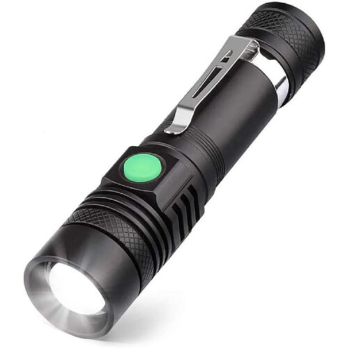 BESTA Lampe Torche LED Rechargeable USB, Lampe de Poche 600 Lumens, IP65 Étanche, 4 Modes Eclairage, Lampe de Poche Zoomable pour Ménage, Le Camping, La Randonnée, D'urgence (Batterie Incluse)