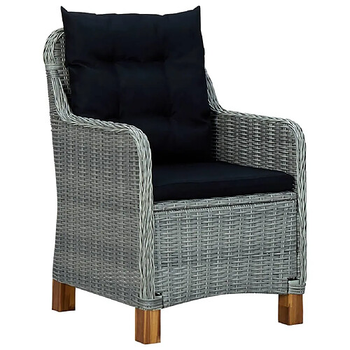 Maison Chic Lot de 2 Chaises de jardin,Fauteuil d'extérieur avec coussins Résine tressée Gris clair -MN47043