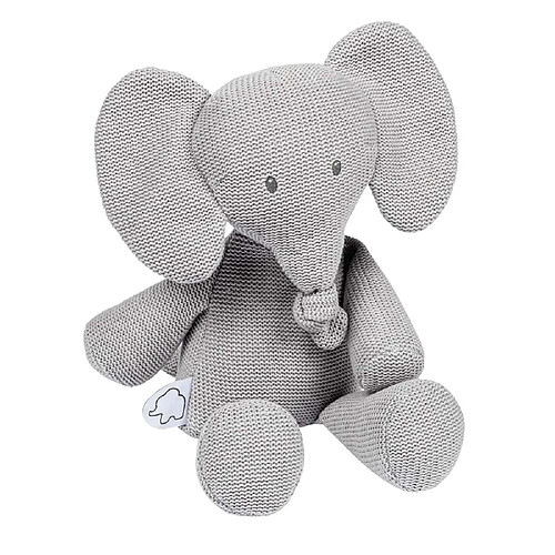 Peluche tembo éléphant tricot gris 31 cm - Nattou