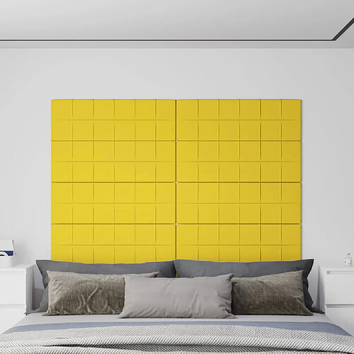 vidaXL Panneaux muraux 12 pcs Jaune clair 90x30 cm Tissu 3,24 m²