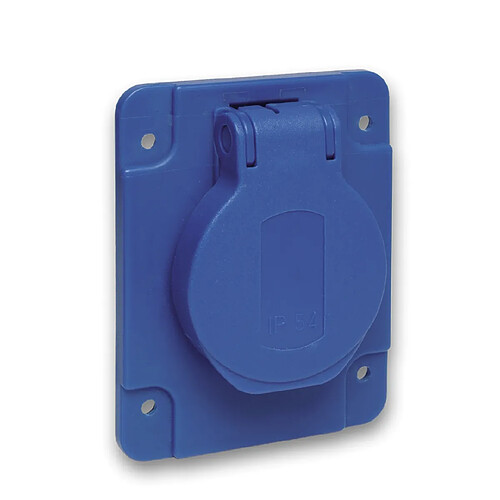 socle de prise - pratika - 2p+t - 10/16a - ip54 - bleue - schneider electric pkn61b