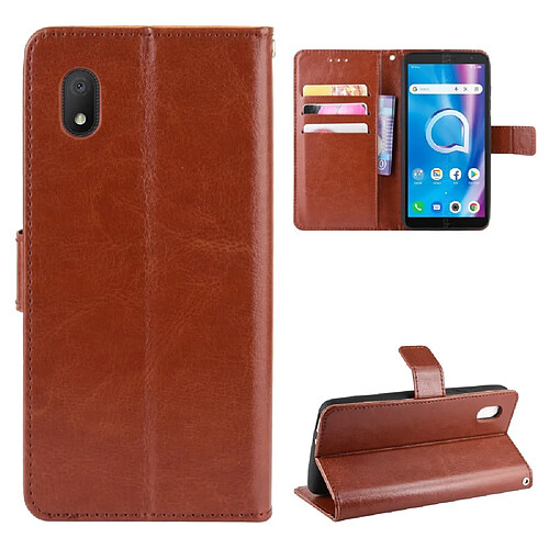 Etui en PU Cheval fou marron pour votre Alcatel 1B (2020)/1A (2020)