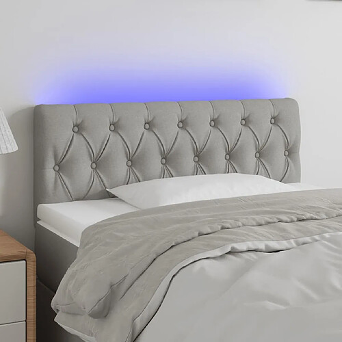 Maison Chic Tête de lit scandinave à LED,meuble de chambre Gris clair 90x7x78/88 cm Tissu -MN78567