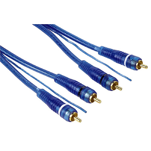 HAMA Câble RCA, 2 mâles - 2 mâles, ligne remote intégrée, 5m, Bleu