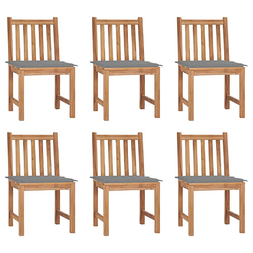 vidaXL Chaises de jardin 6 pcs avec coussins Bois de teck massif