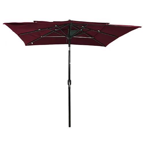 Helloshop26 Parasol à 3 niveaux avec mât en aluminium 2,5 x 2,5 m rouge bordeaux 02_0008751