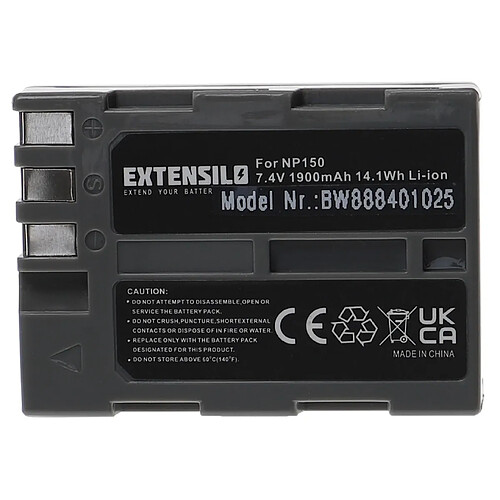 Vhbw EXTENSILO Batterie remplacement pour Fujifilm BC-150, NP-150 pour appareil photo, reflex numérique (1900mAh, 7,4V, Li-ion)