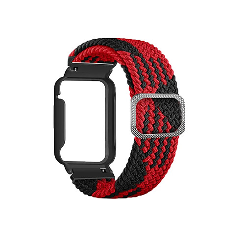 Bracelet en nylon élastique tressé pour votre Xiaomi Mi Band 7 Pro - Black rouge/noir