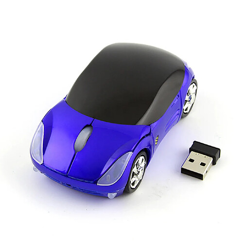 Souris informatique optique USB forme voiture Bleu