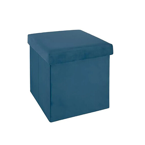 Atmosphera, Createur D'Interieur Pouf pliant effet velours Tess - Bleu foncé - Atmosphera