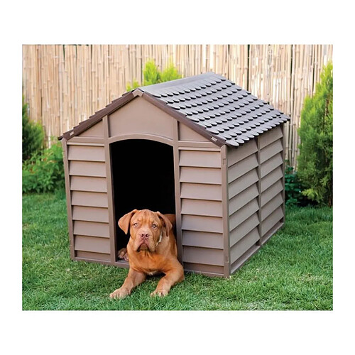 Niche en plastique mocha - chocolat pour chien - 84,5 x 79 x h 80,5 cm