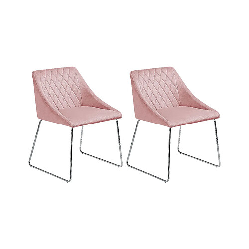 Beliani Chaise de salle à manger ARCATA Set de 2 Velours Rose