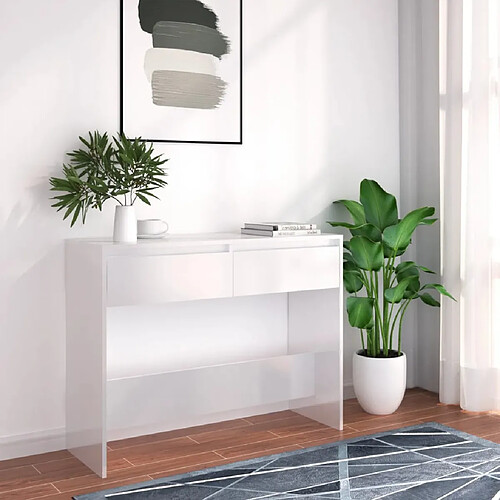 vidaXL Table console blanc 100x35x76,5 cm bois d'ingénierie