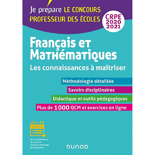 Français et mathématiques, CRPE 2020-2021 : les connaissances à maîtriser · Occasion