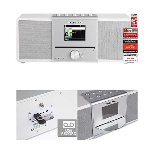 Radio INTERNET WIFI lecteur CD s32i Radio multifonctionnelle DAB+ FM Internet Bluetooth Wood Look Écran couleur TFT LCD