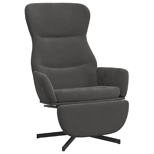 Maison Chic Chaise de relaxation | Fauteuil relax avec repose-pied Gris foncé Velours -GKD15496