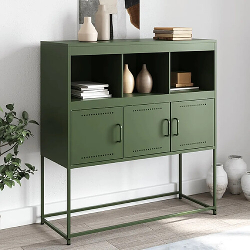 vidaXL Buffet vert olive 100,5x39x107 cm acier