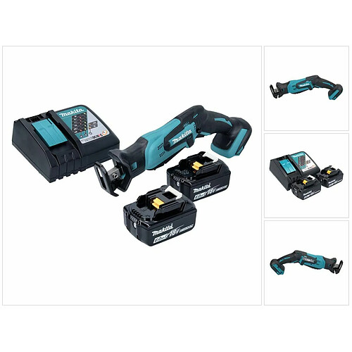 Makita DJR 185 RG Scie sabre récipro sans fil 18 V + 2x Batteries 6,0 Ah + Chargeur