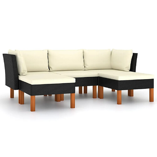 Maison Chic Salon de jardin 5 pcs + coussins - Mobilier/Meubles de jardin - Table et chaises d'extérieur Résine tressée Noir -MN83494