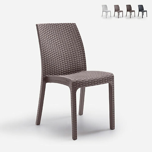 Chaise en polyrotin empilable pour bar jardin intérieur extérieur Virginia BICA