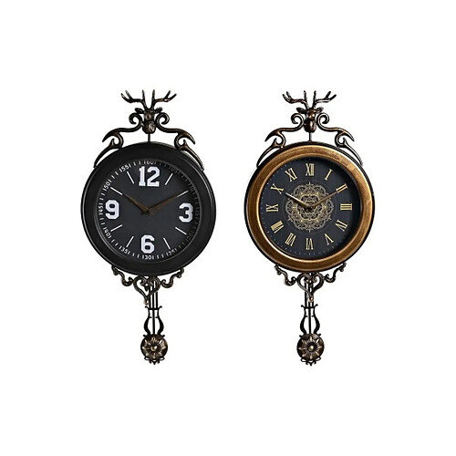 Look & Feel Horloge Murale DKD Home Decor Verre Noir Doré Fer (27 x 7,5 x 57,5 cm)