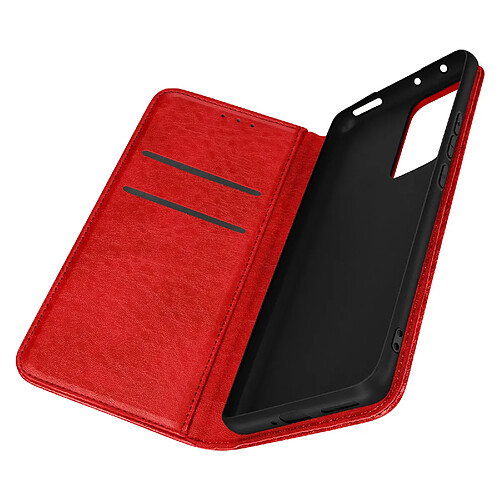 Avizar Housse Xiaomi 12 Pro Clapet Portefeuille Fonction Support Vidéo Rouge