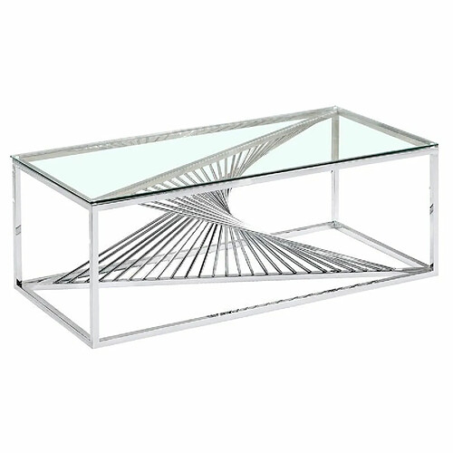 Paris Prix Table Basse Design en Verre Tanya 120cm Argent