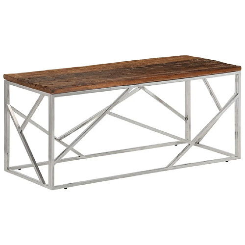 Maison Chic Table basse pour salon | Table à café argenté inox et bois de mélèze massif -GKD44037