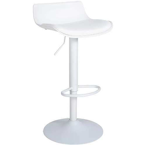 Decoshop26 Tabouret de bar x1 avec repose-pieds hauteur réglable desing moderne en PVC blanc et métal blanc 10_0004537