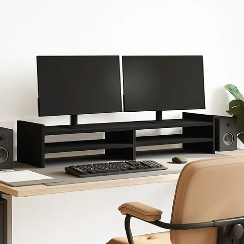 vidaXL Support de moniteur noir 100x27x20 cm bois d'ingénierie