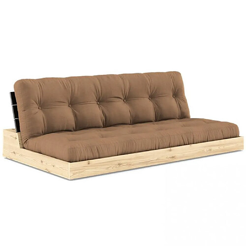 Inside 75 Canapé lit futon BASE moka couchage 130cm dossiers noirs coffres