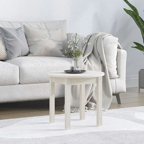 vidaXL Table basse Blanc Ø 45x40 cm Bois massif de pin