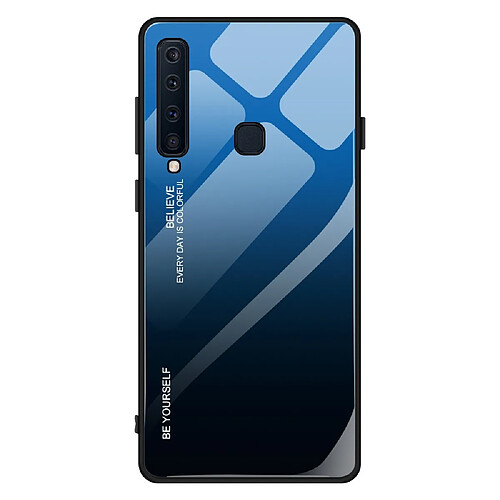 Wewoo Coque Pour Galaxy A9 2018 étui en verre de couleur dégradée bleu