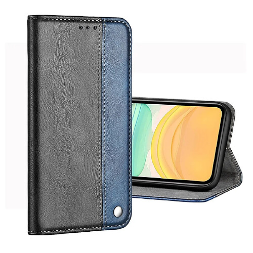 Wewoo Coque Etui à rabat en cuir unisexe avec surpiqûres de couleur pour iPhone 11 Pro Business porte-cartes et bleu