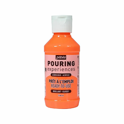 Pebeo Peinture pouring acrylique brillante - Orange fluo - 118 ml