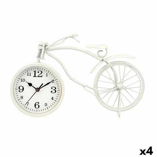 Gift Decor Horloge de table Bicyclette Blanc Métal 36 x 22 x 7 cm (4 Unités)