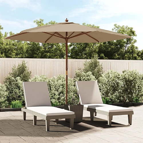 vidaXL Parasol de jardin avec mât en bois taupe 299x240 cm