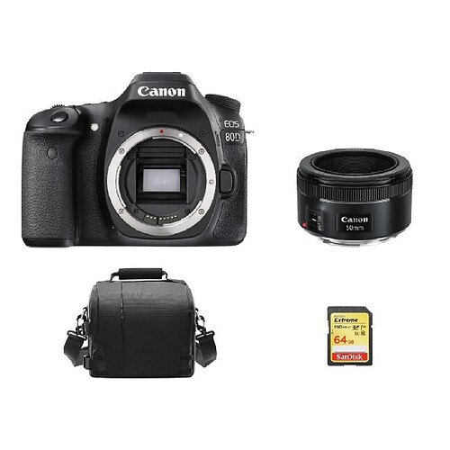 CANON EOS 80D + EF 50mm F1.8 STM + 64GB SD card + camera Bag